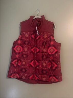 Ariat Quilted Aztec-Print Vest in Burgundy and Red